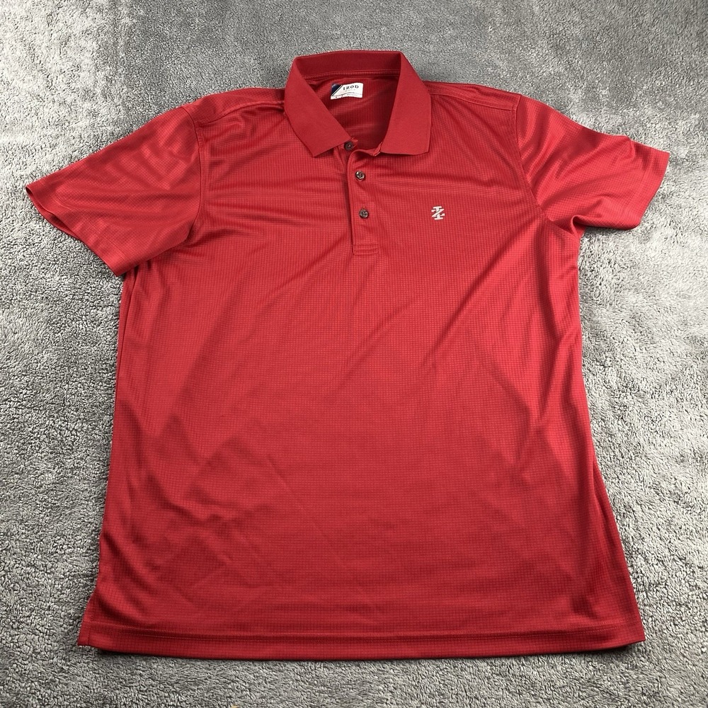Izod Polo Shirt Mens Large Red Athletic Fit Golf